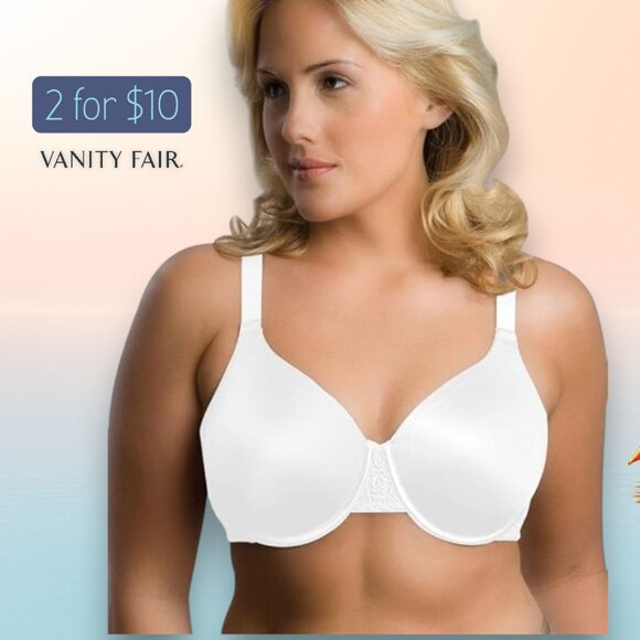 Vanity Fair 38DD Stiff Padded Beauty Back Smoothing Minimizer Bra White - Picture 1 of 7